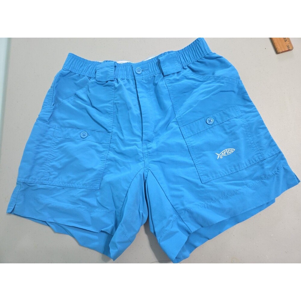 Men Size 32 Aftco Originals Fishing Cargo Shorts 100% Nylon color blue